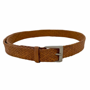 STEFANO CORSINI Woven Brown Leather Belt EU 125 US 46-47 Waist Italy
